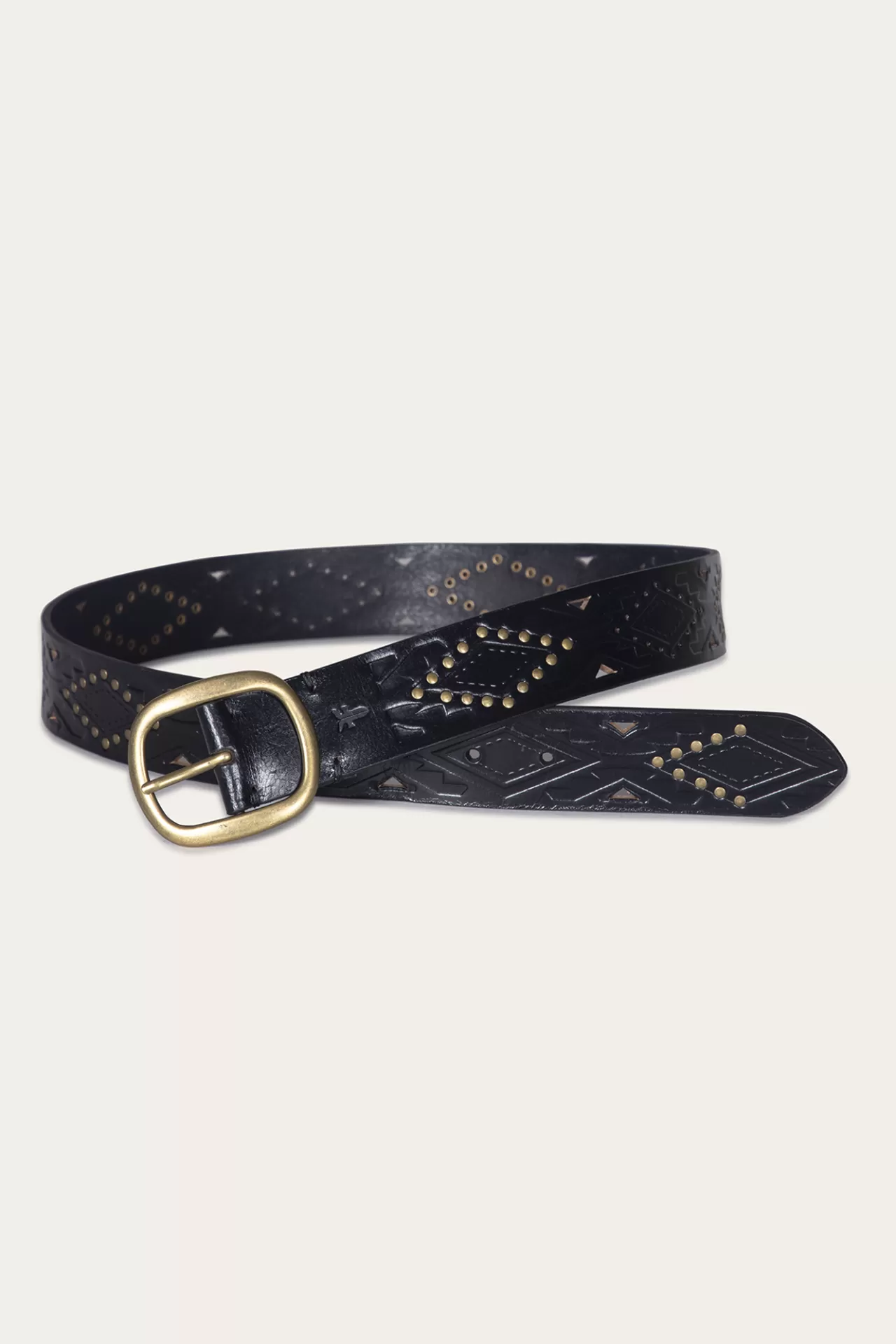 Frye 38mm Belt With Southwestern Embossing, Perf & Studs Flash Sale