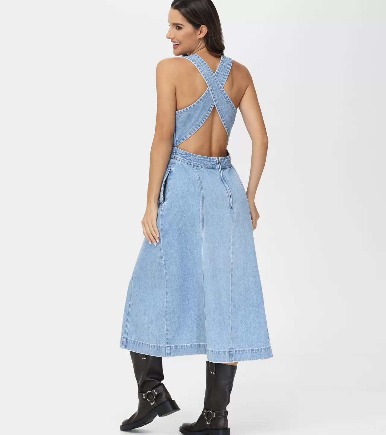 Frye Criss-cross Maxi Denim Dress Paradise Wash Store