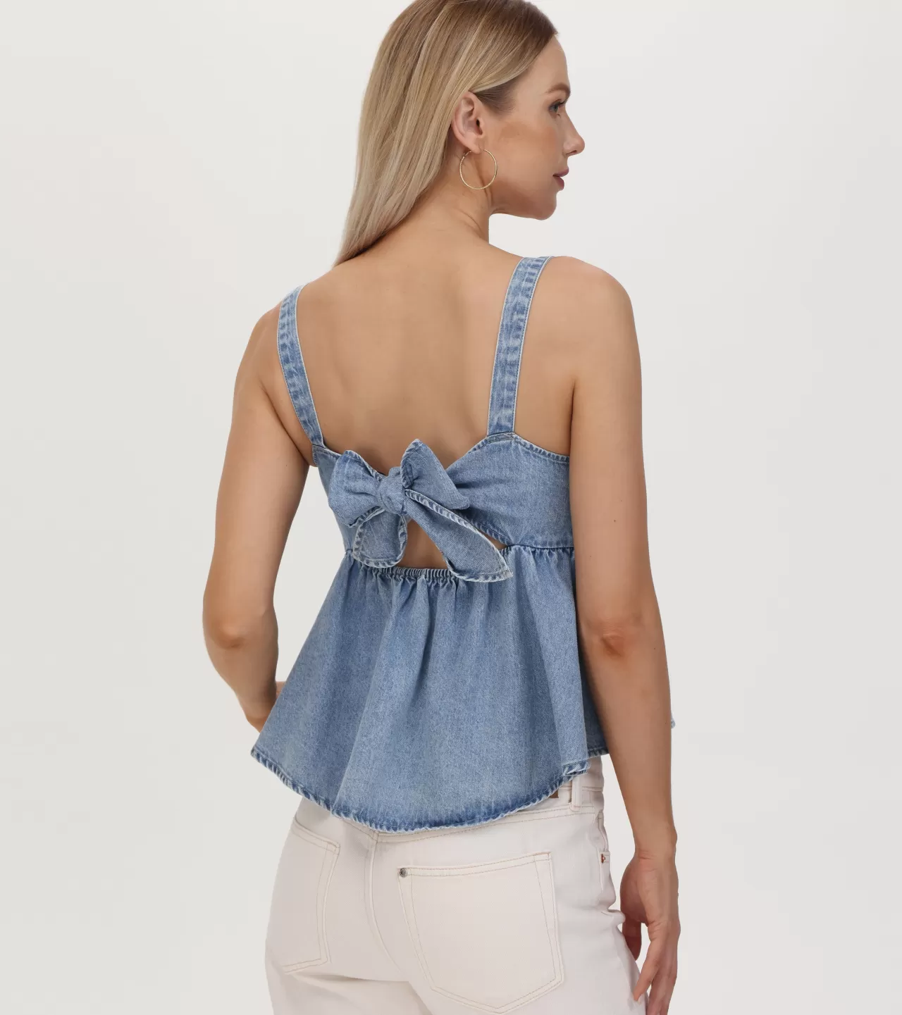 Frye Cropped Babydoll Top Cloud Wash Clearance