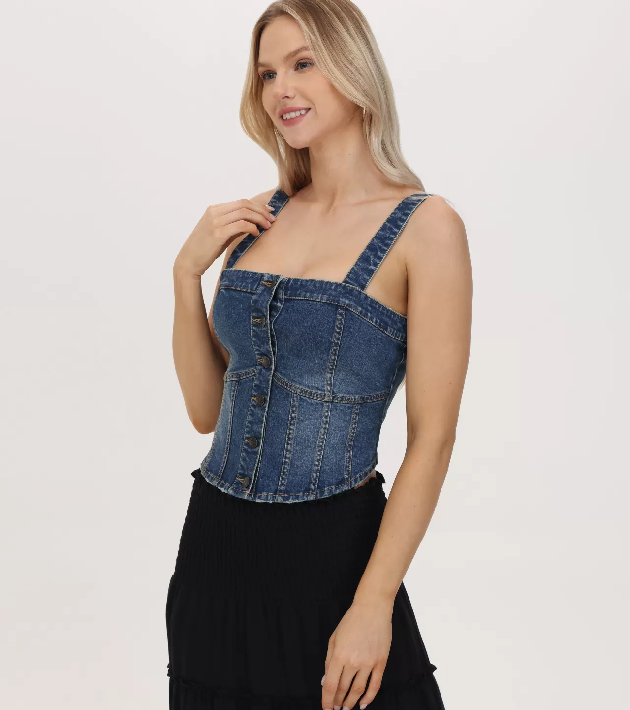 Frye Denim Bustier Mustang Wash Store