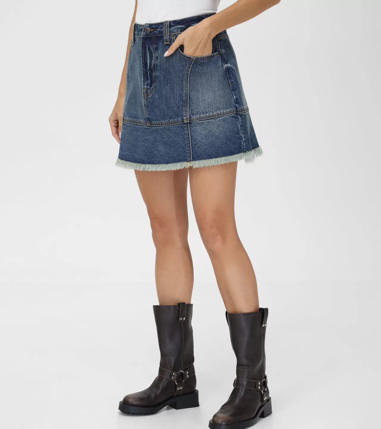 Frye Denim Mini Skirt Mustang Wash Best Sale