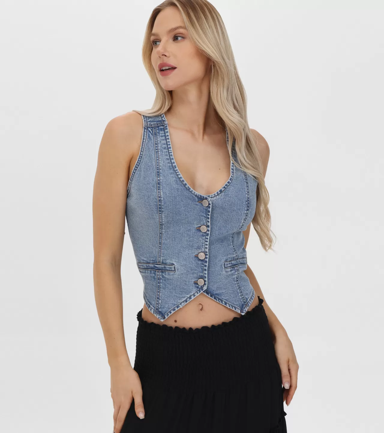 Frye Denim Vest Meadow Wash Discount