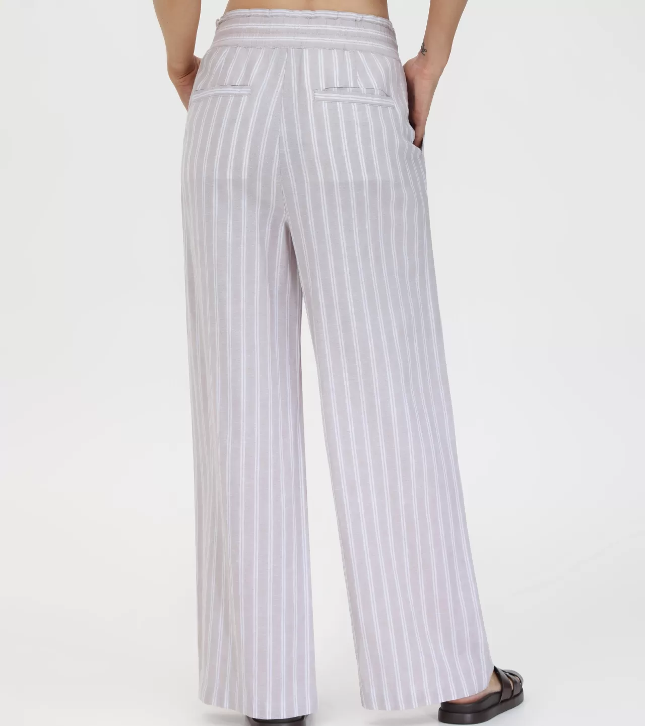 Frye Linen Striped Wide Leg Pant Natural Sand Stripe Outlet