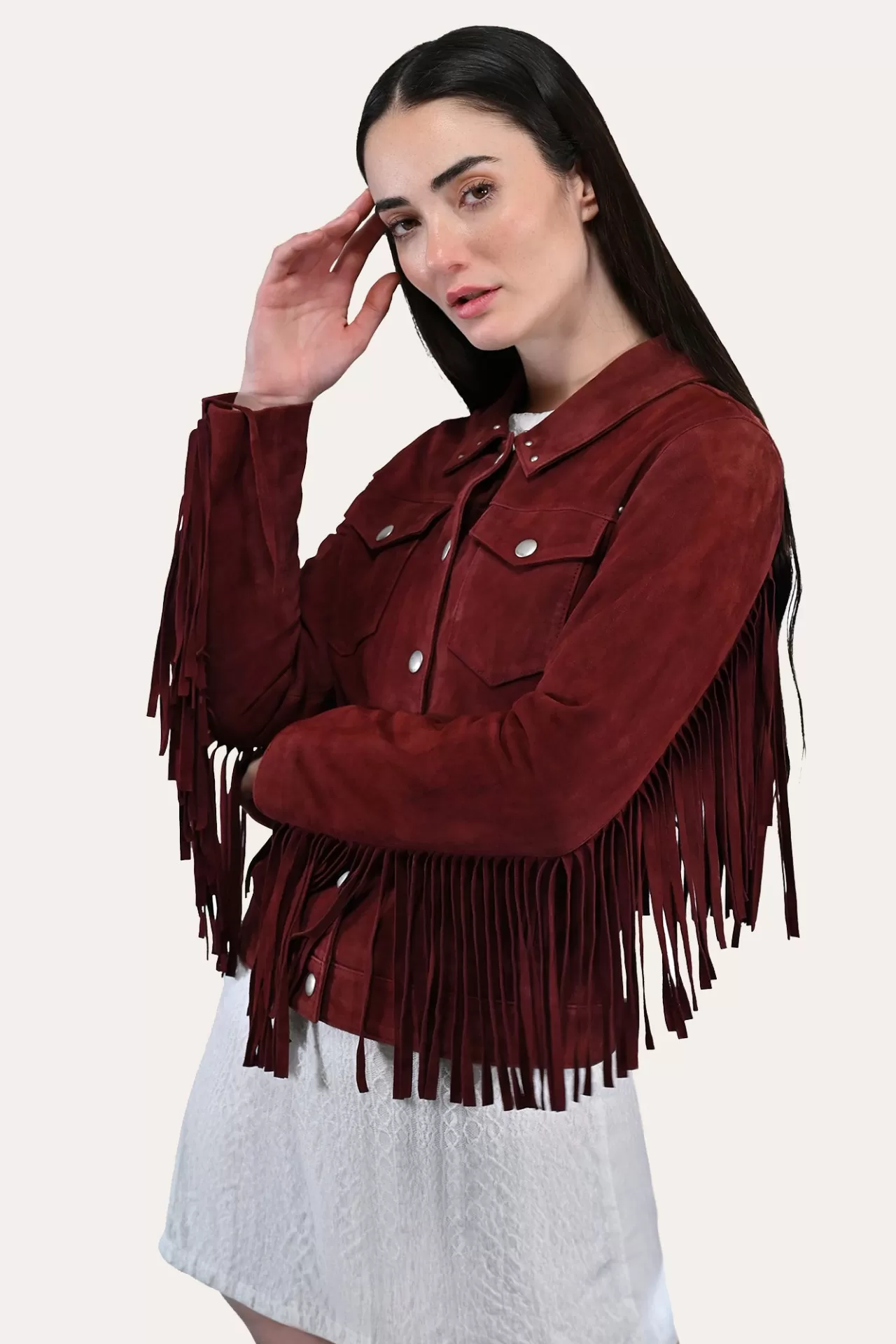 Frye Oxblood Fringed Jacket Flash Sale