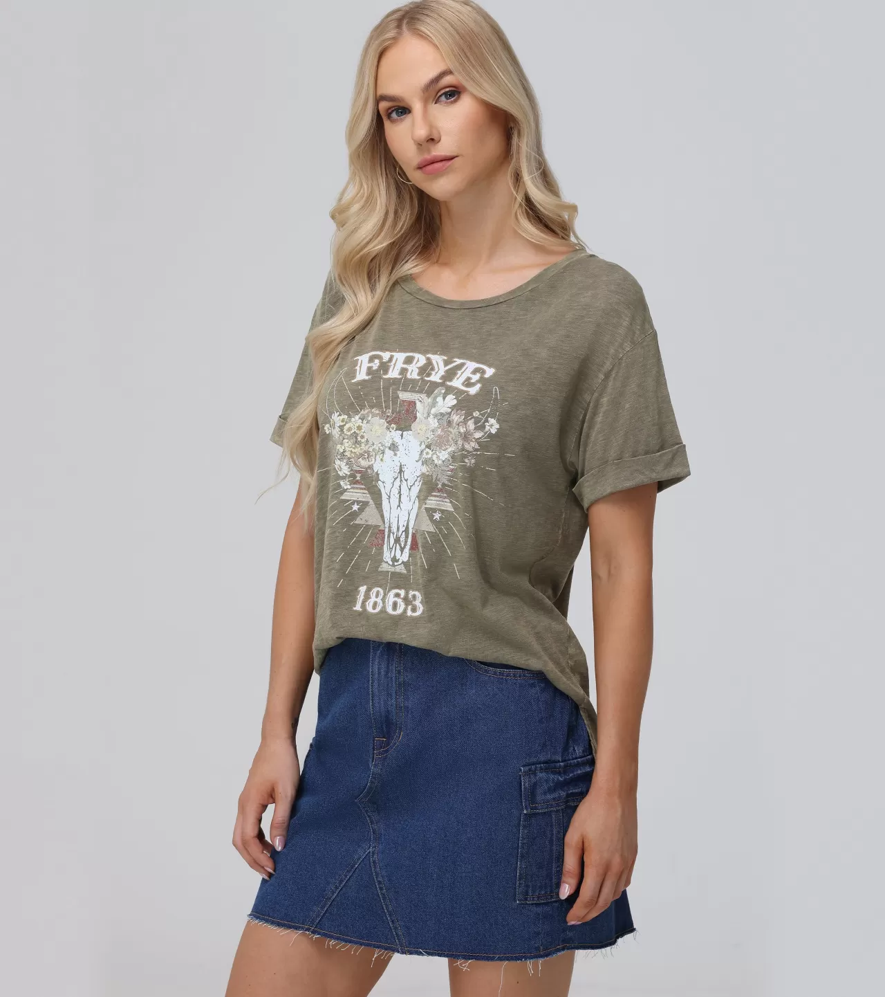 Frye Rolled Cuff Graphic Tee Cheap