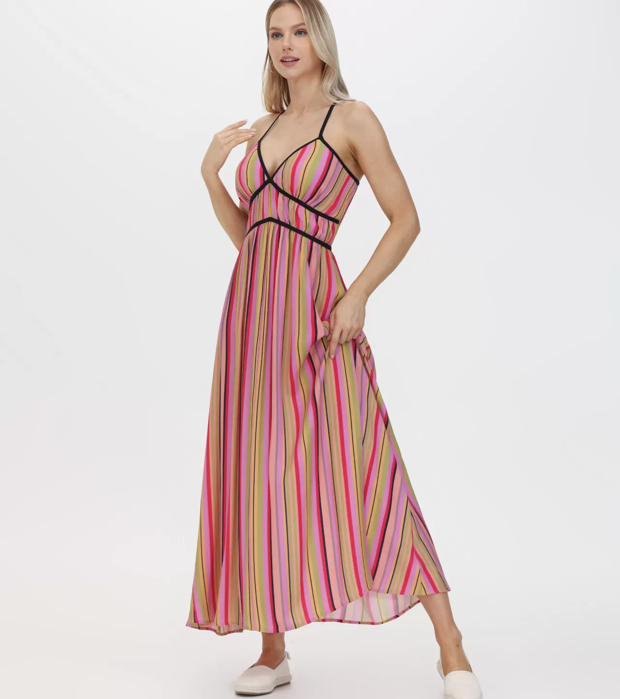 Frye Vibrant Maxi Dress Multi Stripe Combo Flash Sale